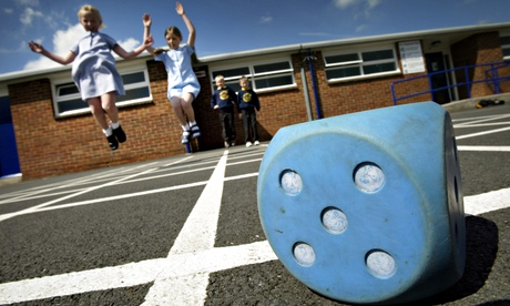 Pupils in playground of primary school
