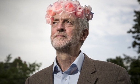 Jeremy Corbyn wearing a flower crown
