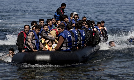 People crossing to Lesbos, Greece. Harsh winter weather is soon likely to reduce the number of cross