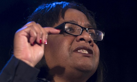 Diane Abbott, the shadow international development secretary, speaks at a People’s Assembly meeting after making her frontbench debut on Monday.