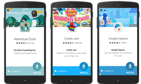 Examples of interstital adverts from the Google Adwords blog.