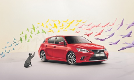 Lexus CT with origami cat illustrations