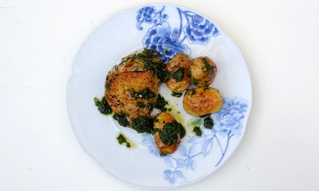 Nuno Mendes' chicken thighs with Alentejo-style piso