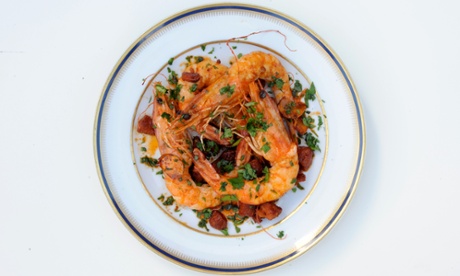 Nuno Mendes' prawns with chourico, garlic and olive oil