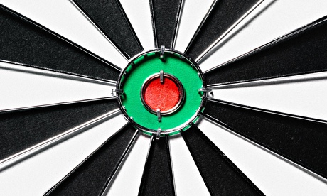 close up of centre of dart board showing bullseye