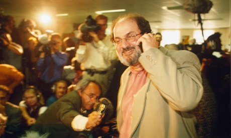 Rushdie in London in September 1998 at a press conference announcing the end of the fatwa placed on him by the Ayatollah Khomeini.