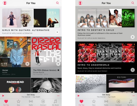 Apple Music's For You feature.