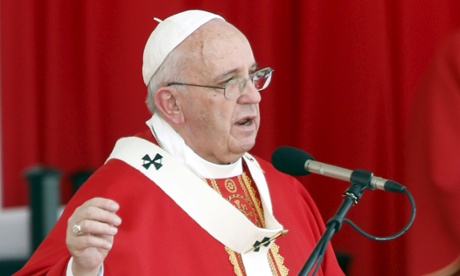 Pope Francis addresses Catholic faithful while leading Mass
