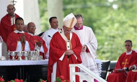 Pope Francis officiates an open mass at Revolutionary Square