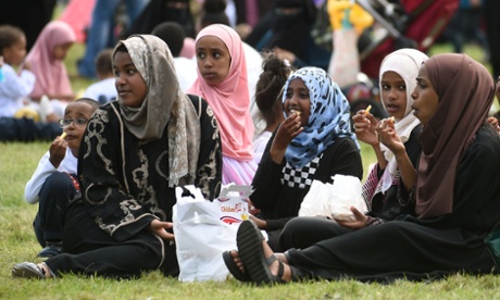 Muslim girls in a park