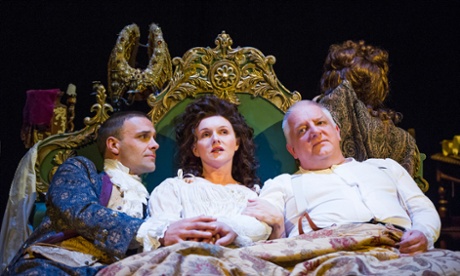 Joseph Millson, Dervla Kirwan and Simon Russell Beale in Mr Foote's Other Leg.