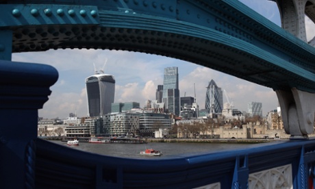 The City of London through Tower Bridge.