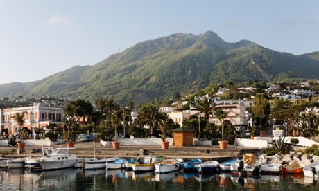 Lacco Ameno with Monte Epomeo in the background, Ischia, Italy.