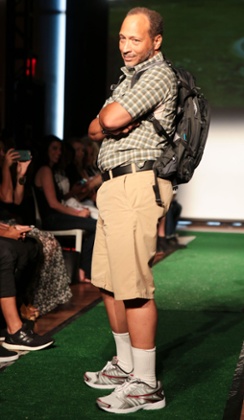 Family guy: the definition of normcore. A model on the catwalk during the Fat Jewish show in New York.