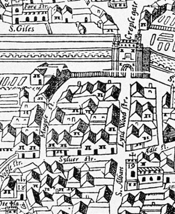 The Agas map showing Silver Street.