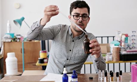 David Shariatmadari making perfume.