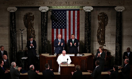 Joe Biden and John Boehner applaud Pope Francis
