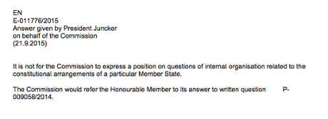 Juncker response to Catalan MEP