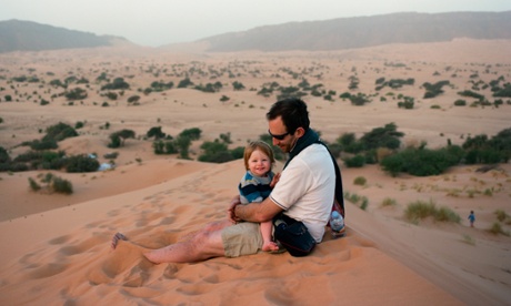 The writer's husband and son, Archie in the dunes close to Tergit.