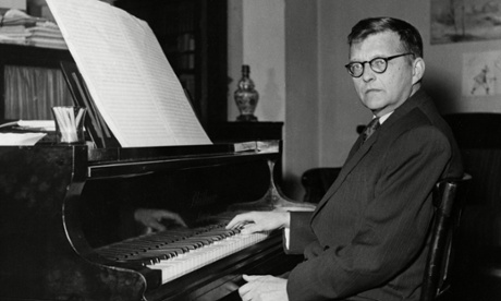 Dimitri Shostakovich at his piano at home, early 1950s.