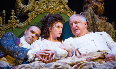 Joseph Millson (Garrick), Dervla Kirwan (Peg) and Simon Russell Beale (Mr Foote) in Mr Foote's Other Leg.