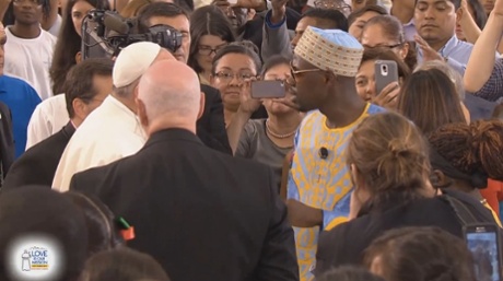 pope receives the book