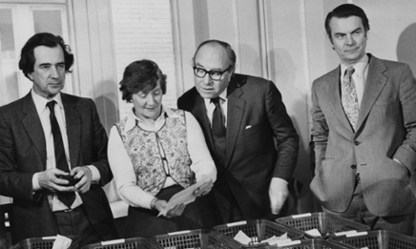 Former Labour ministers (left to right) William Rodgers, Shirley Williams, Roy Jenkins and David Owen left the party to found the SDP, weakening Labour and helping to keep the Tories in power.