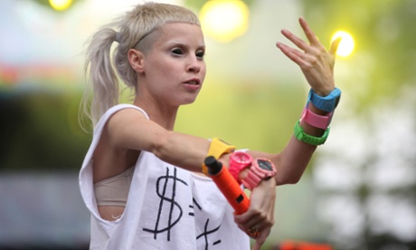 Yolandi Visser of Die Antwoord sports the high-speed, road-trip fringe