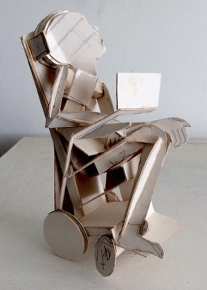 One of the last things Douglas Jeal made was a tiny maquette in cardboard of himself in his wheelchair 