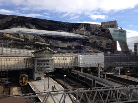 Mangled mess … The new station seen from the west.