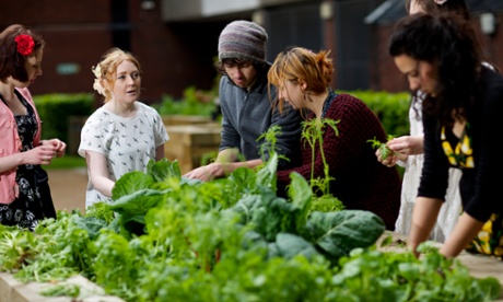 Students from the urban gardening society at Manchester Metropolitan University, which was awarded green university of the year in 2013.