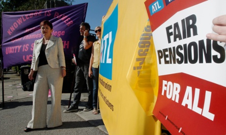 A picket line at Richmond upon Thames College in southwest London in 2011