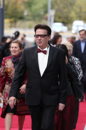 Kazakh film director and political activist Rachid Nugmanov arrives on the red carpet