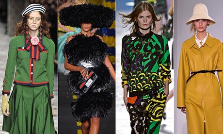 Milan fashion week SS2016: Gucci (left) and Jil Sander (far right), and Moschino and Versace (centre).