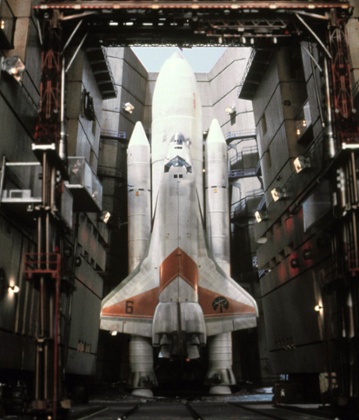 The 1979 James Bond film Moonraker, which gave many people their first glimpse of the space shuttle