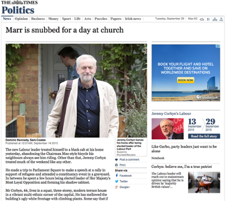 Times story on Jeremy Corbyn