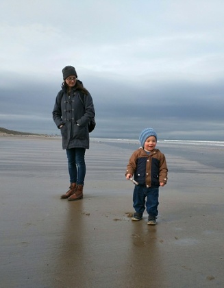 Winter walk with my wife and son