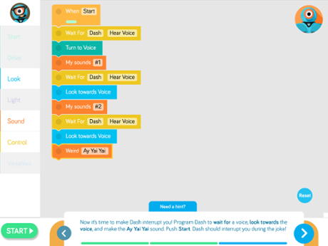 The Blockly app teaches children through a series of puzzles.