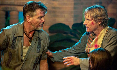 Pierce Brosnan puts in a turn as a 'gurning Brit' as Owen Wilson tries to save the day.