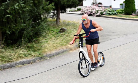 Cycling while giving the feet a rest. 