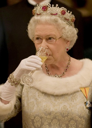 Britain's Queen Elizabeth II at a state banquet inside Brdo Castle near Ljubljana, Slovenia