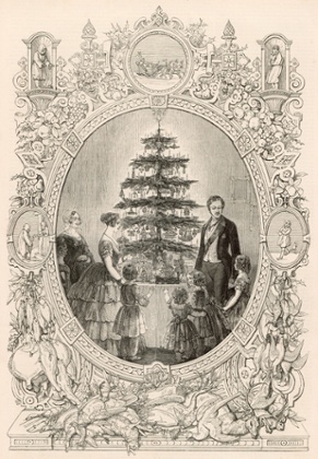 The trend-starting image of Queen Victoria and her family around a Christmas tree, published in the Illustrated London News in 1848.