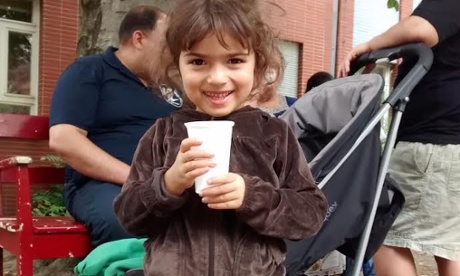 A child at Moabit Hilft, LaGeSo, Berlin