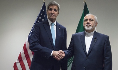 US secretary of state John Kerry meets with foreign minister Mohammad Javad Zarif at the United Nations in New York.