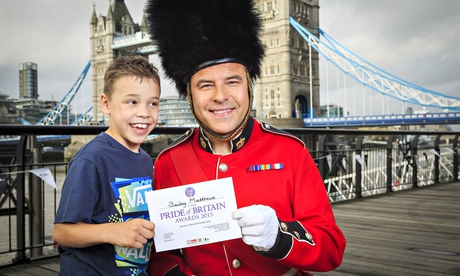 Actor and comedian David Walliams and eight-year-old Bailey Matthews in The Pride of Britain Awards 2015.