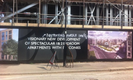 graffiti on development hoardings in south London.