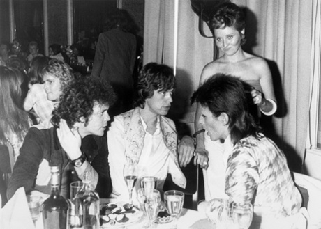 Lou Reed, Mick Jagger, Lulu and David Bowie at a party hosted by Bowie at the Cafe Royal, London, in July 1973.