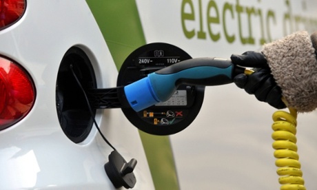 Electric car being charged