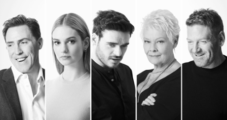 The Kenneth Branagh Theatre Company, featuring (from left) Rob Brydon, Lily James, Richard Madden, Judi Dench and Kenneth Branagh.