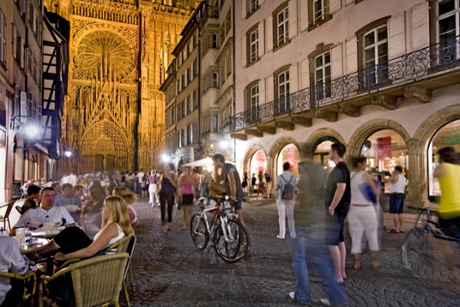 Strasbourg, with the city’s Gothic cathedral, once the world’s tallest building, in the background.